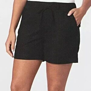Briggs Women Black Linen Blend Pull-On Shorts, size M